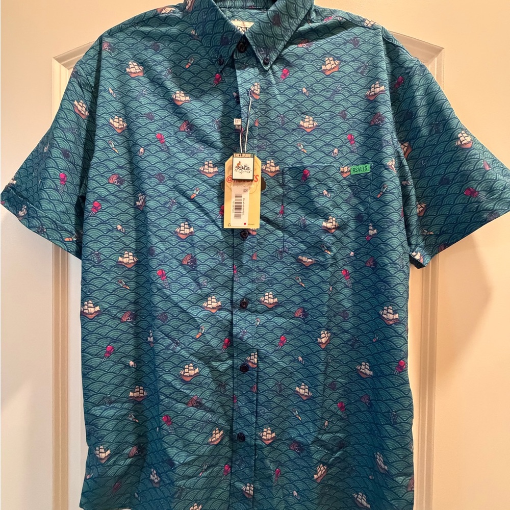 RSVLTS Teal and Pink Patterned Men's Shirt